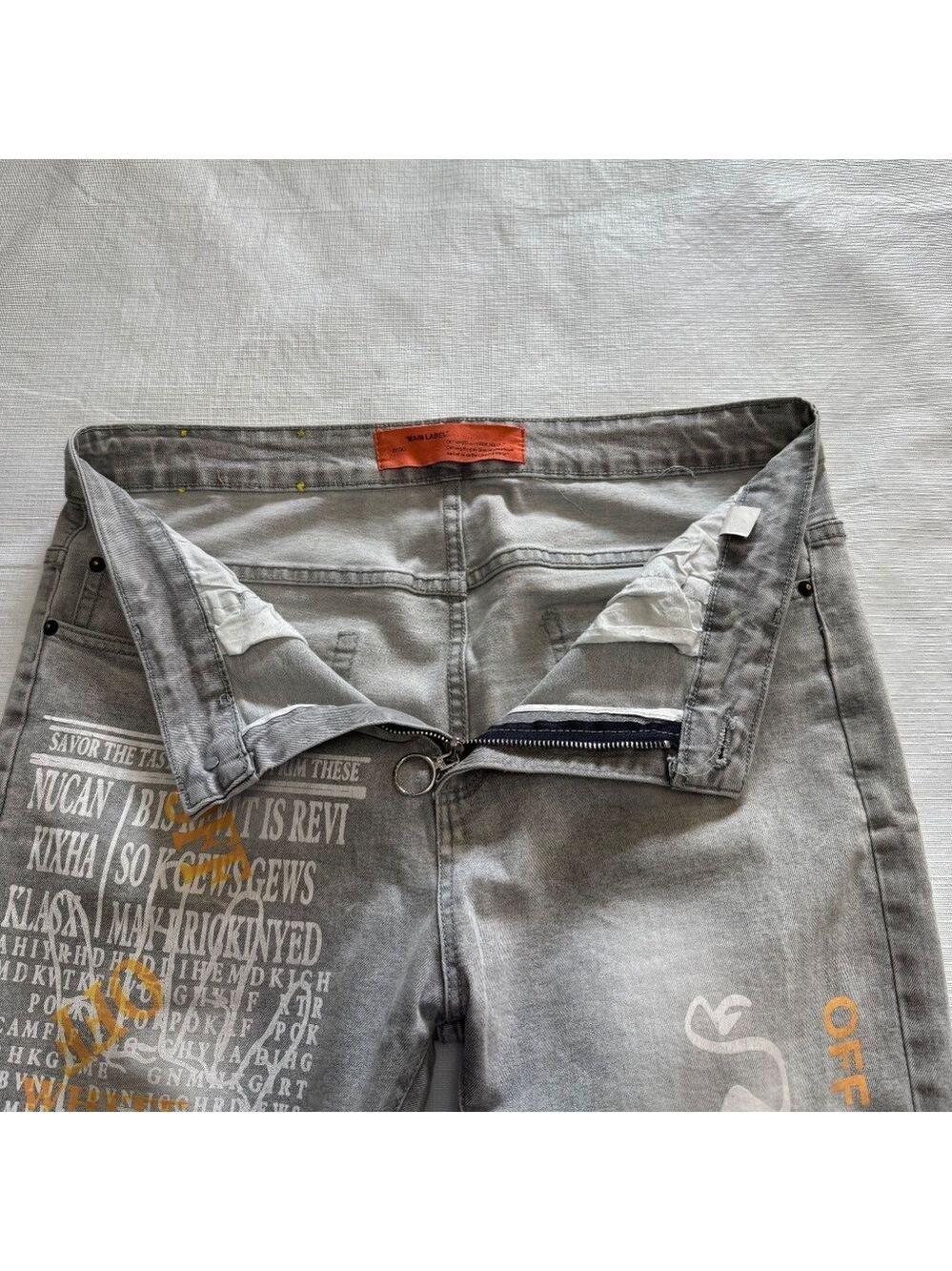 Off-White c/o Virgil Abloh Main Label 2013 Orange Graphic Skinny Jeans size 36 - Picture 7 of 15
